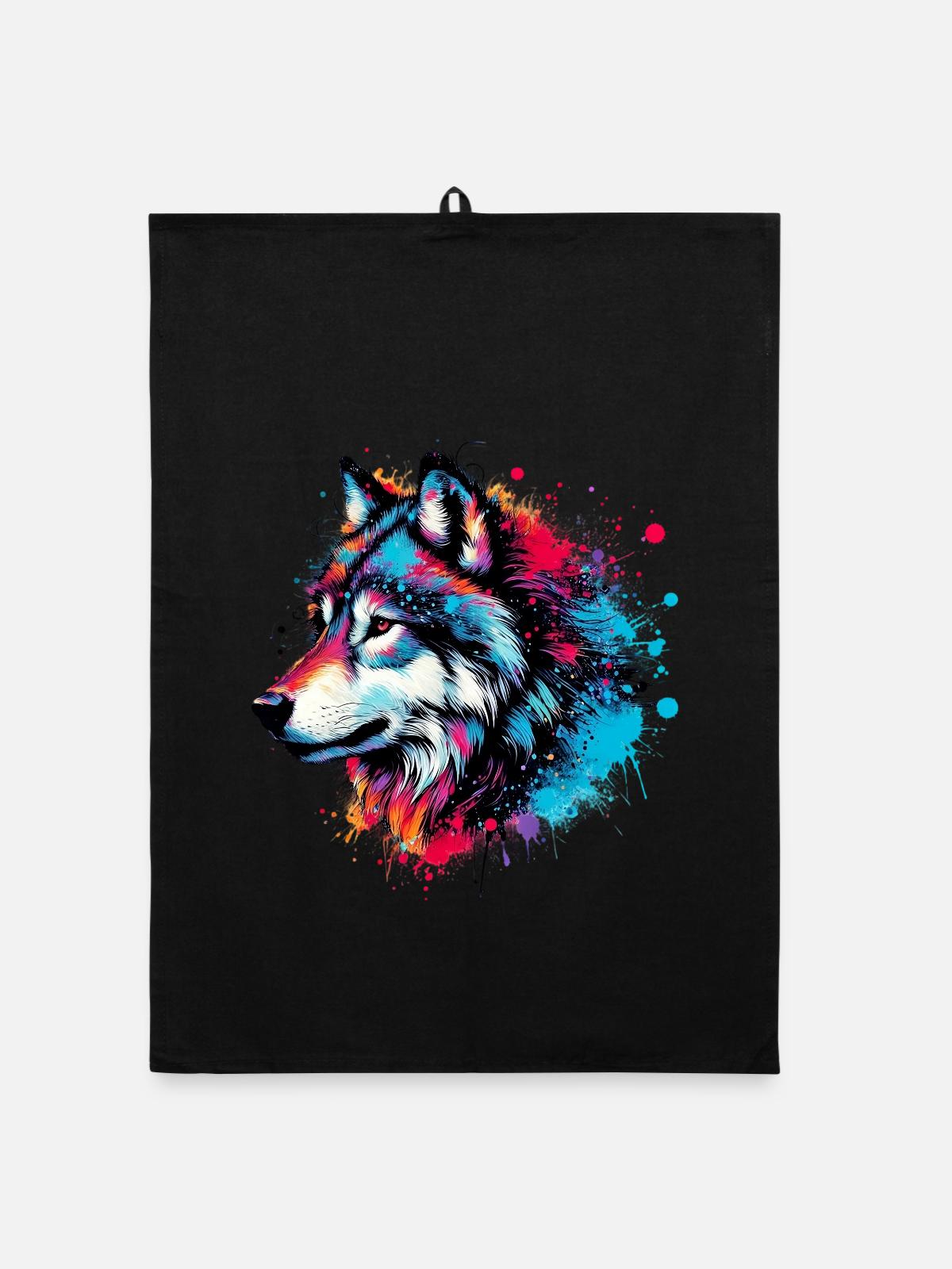 Loup - Torchon bio - noir - Devant