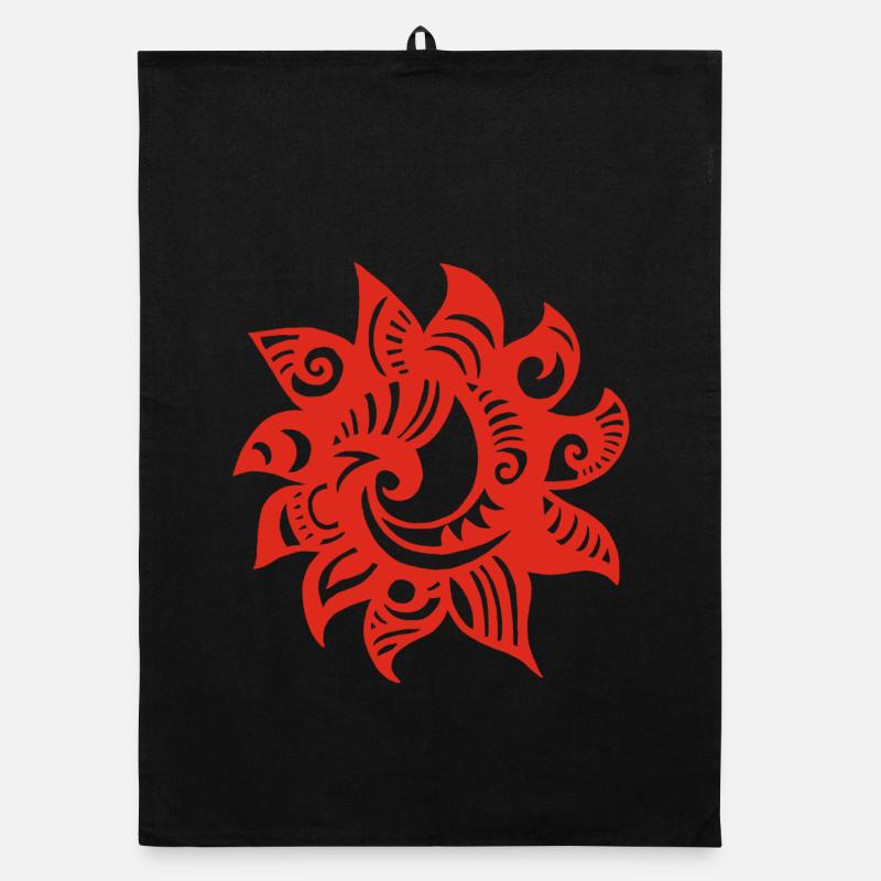 Soleil rouge étrange Torchon bio