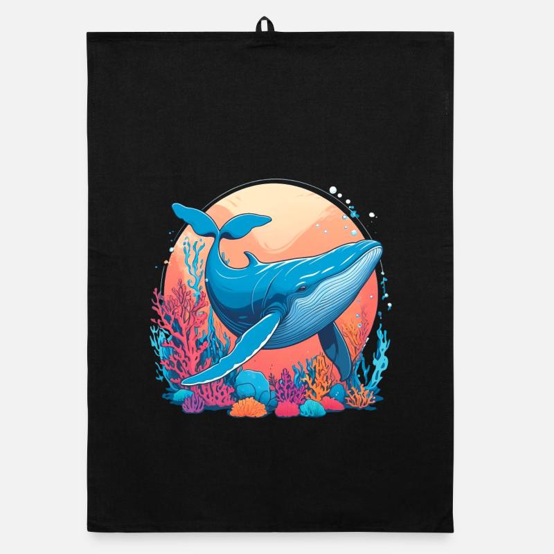 Dessin De Baleine Bleue Torchon bio