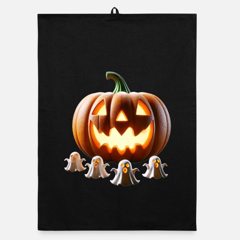 Halloween Pumpkin Ghosts Organic dish towel