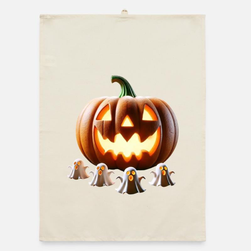 Halloween Pumpkin Ghosts Organic dish towel