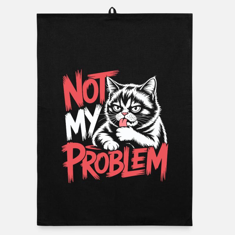 Nicht meine Problemkatze - Organic Geschirrtuch - Schwarz
