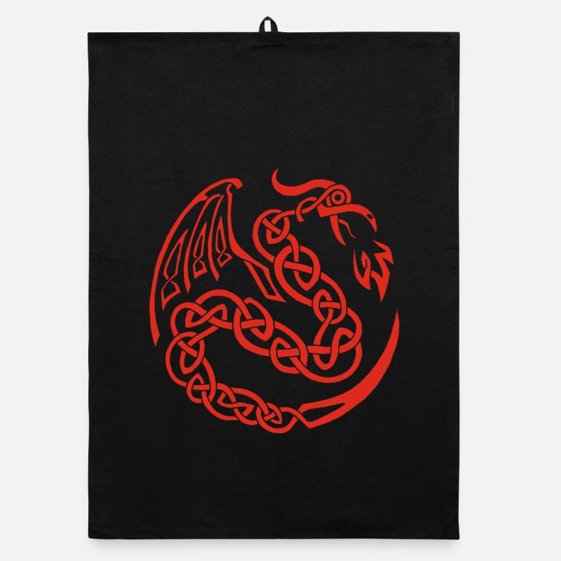 Dragon celte rouge Torchon bio