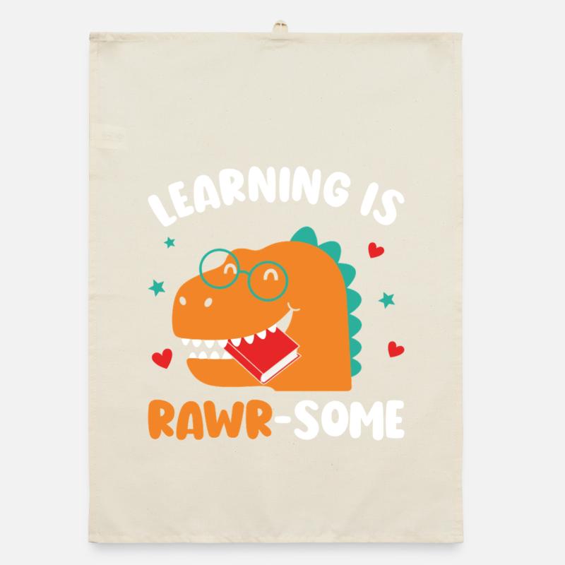 Dinosaur Kindergarten Elementary Kids Organic dish towel