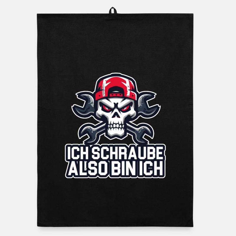 Ich schraube, also bin ich – Werkstattphilosophie  Organic Geschirrtuch