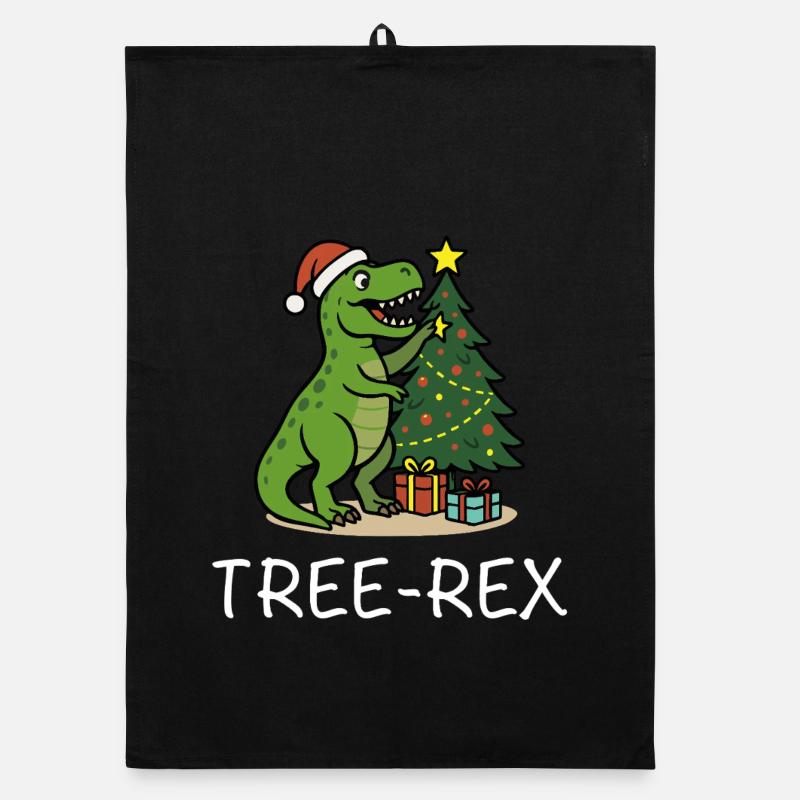 Tree-Rex – Dino Christmas Motif T-Rex Organic dish towel