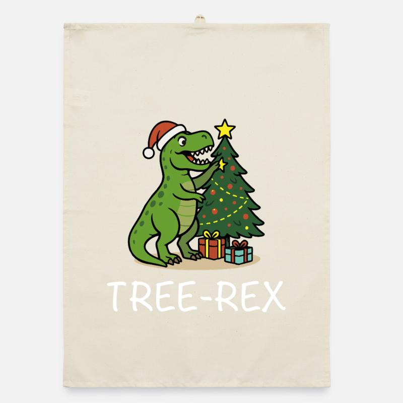 Tree-Rex – Dino Christmas Motif T-Rex Organic dish towel