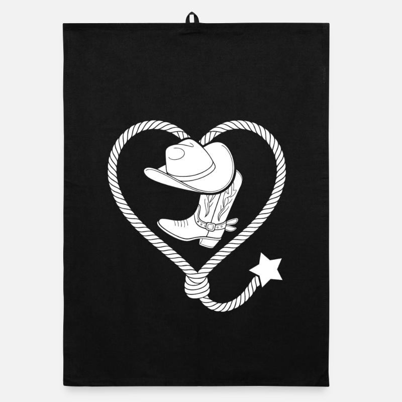 Herz Lasso Line Dance Stetson - Organic Geschirrtuch - Schwarz