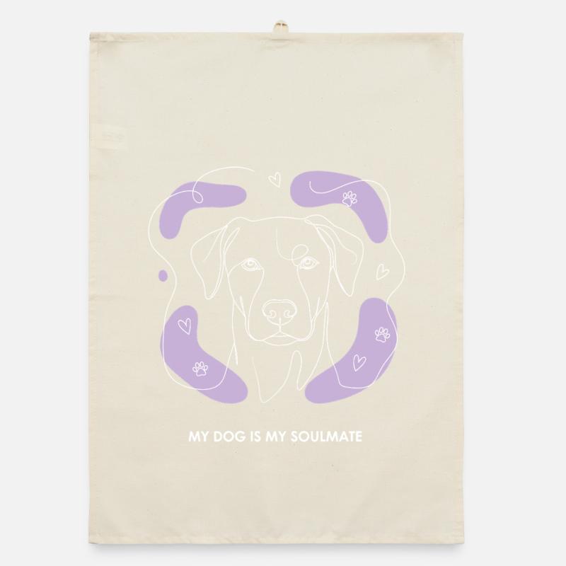 Dessin de lignes d’âmes sœurs de chien Torchon bio