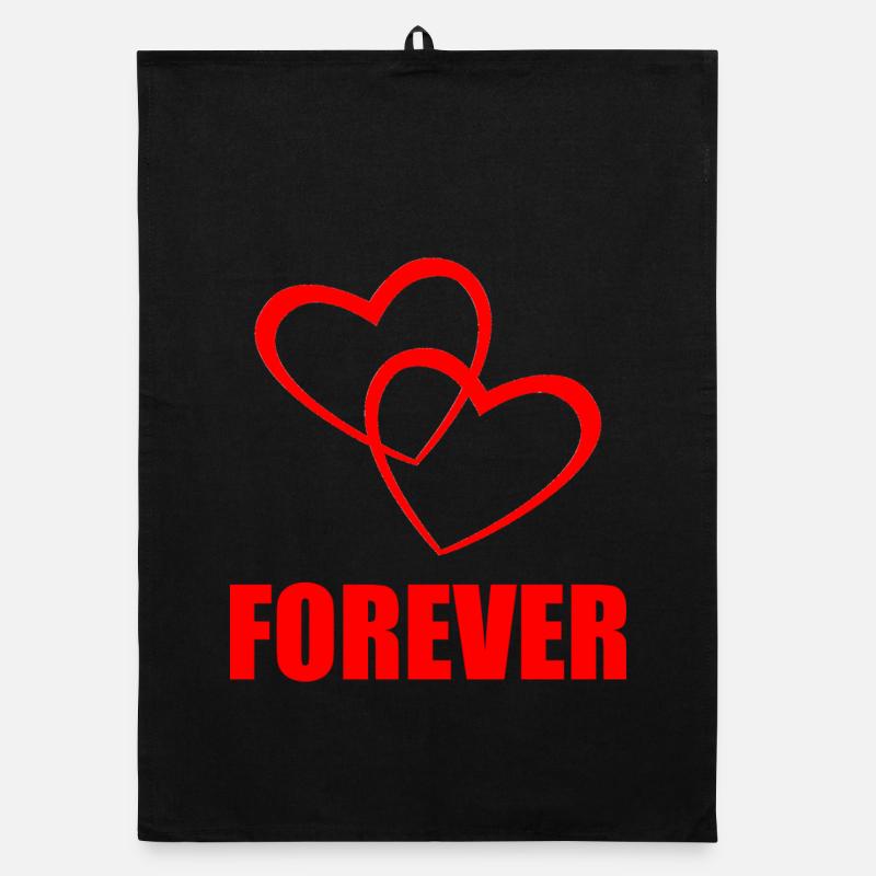 FOREVER – Conception de cœur pour couples et amour véritable Torchon bio