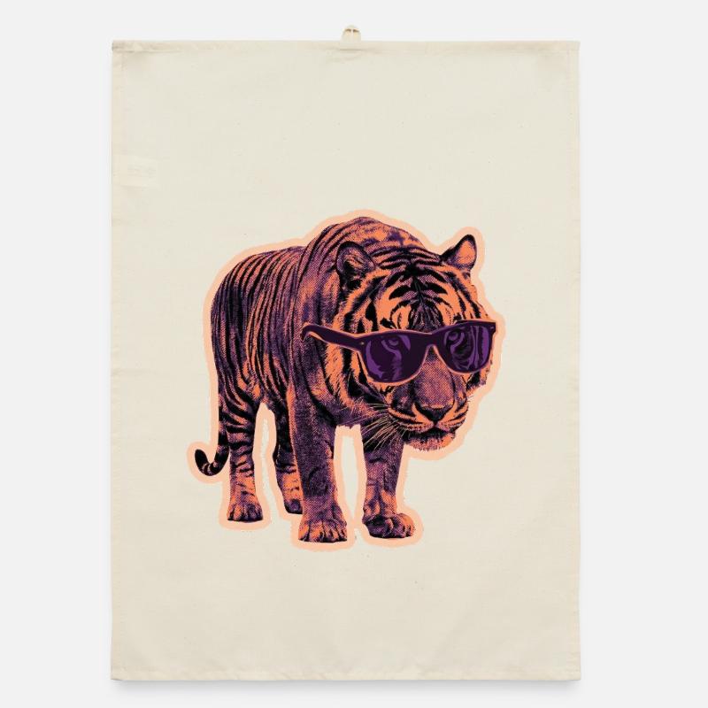 Tiger Sunglasses Risography Organic dish towel