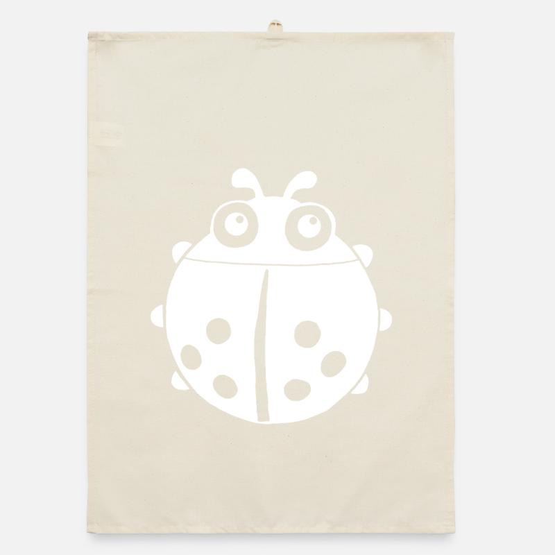 White ladybug Organic dish towel