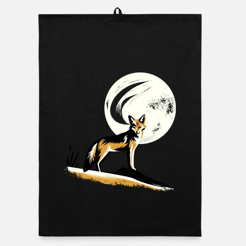 Jackal in the moonlight Organic dish towel