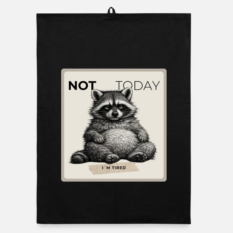 Not Today Funny Raccoon Organic Geschirrtuch