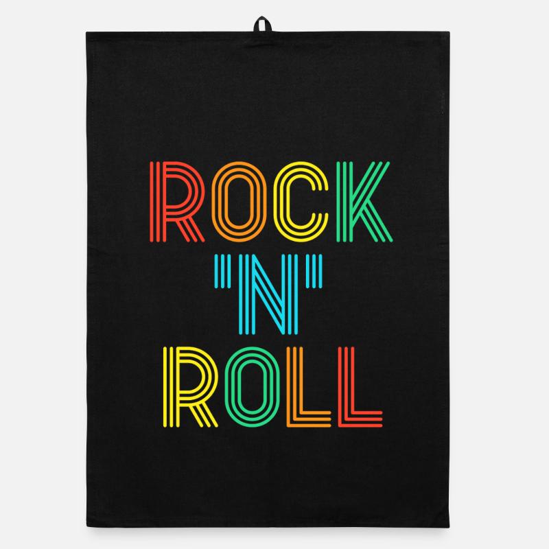 Rock'N'Roll Multicolored Retro Neon Text Organic dish towel