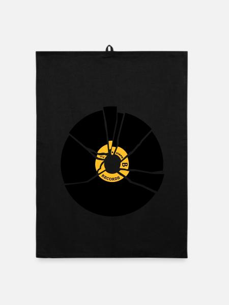 broken record vinyl cd - Organic dish towel - black - Front