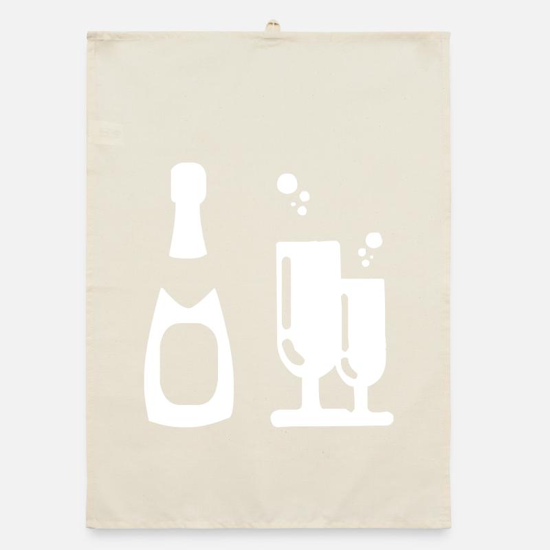 Sekt mit Gläsern Organic Geschirrtuch