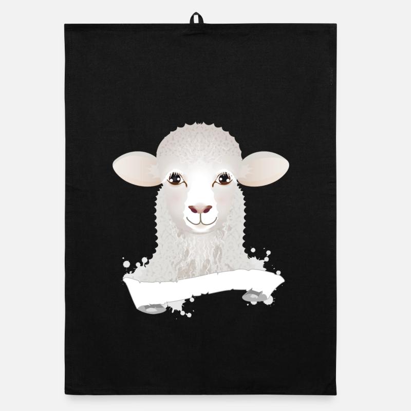 Un mouton mignon comme un portrait avec bannière Torchon bio