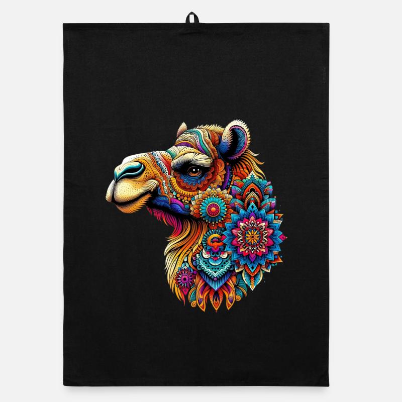 Camel decorated with Mandalas Organic dish towel