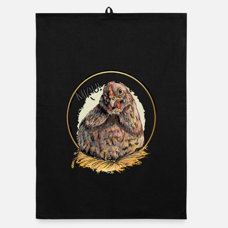 Meowing Easter Chicken Organic dish towel