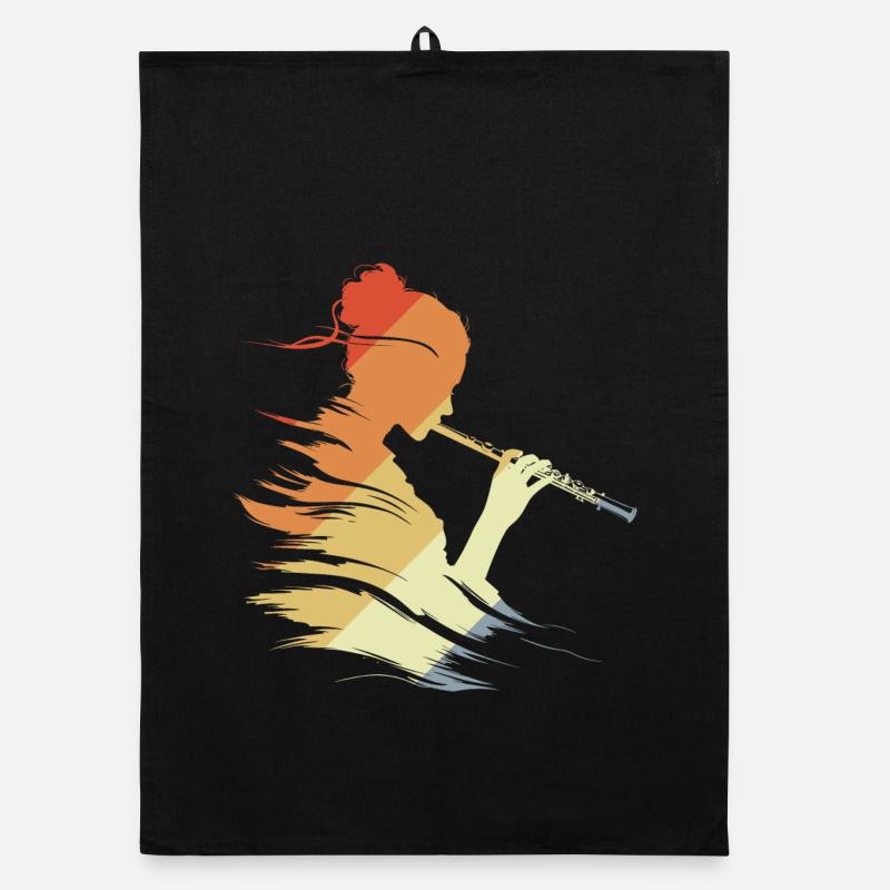 Flöte Mädchen Grafik Retro Organic Geschirrtuch