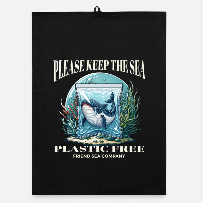 Les baleines et le plastique Torchon bio