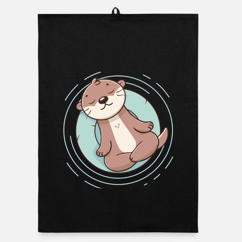 Otter enjoying a relaxing meditation Organic dish towel