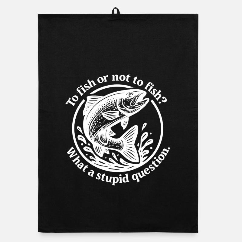 Motif de poisson amusant avec question Torchon bio