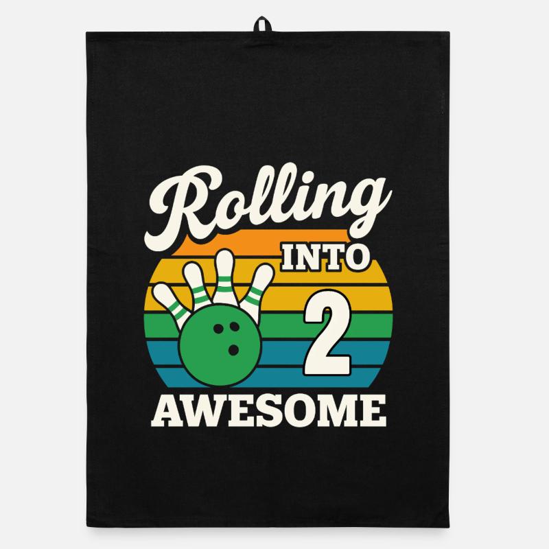 Rolling Into 2 mit Bowlingkugel - Organic Geschirrtuch - Schwarz