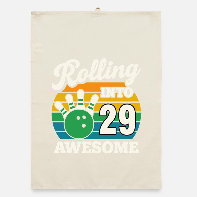 Bowling 29e anniversaire Célébration Graphique Torchon bio