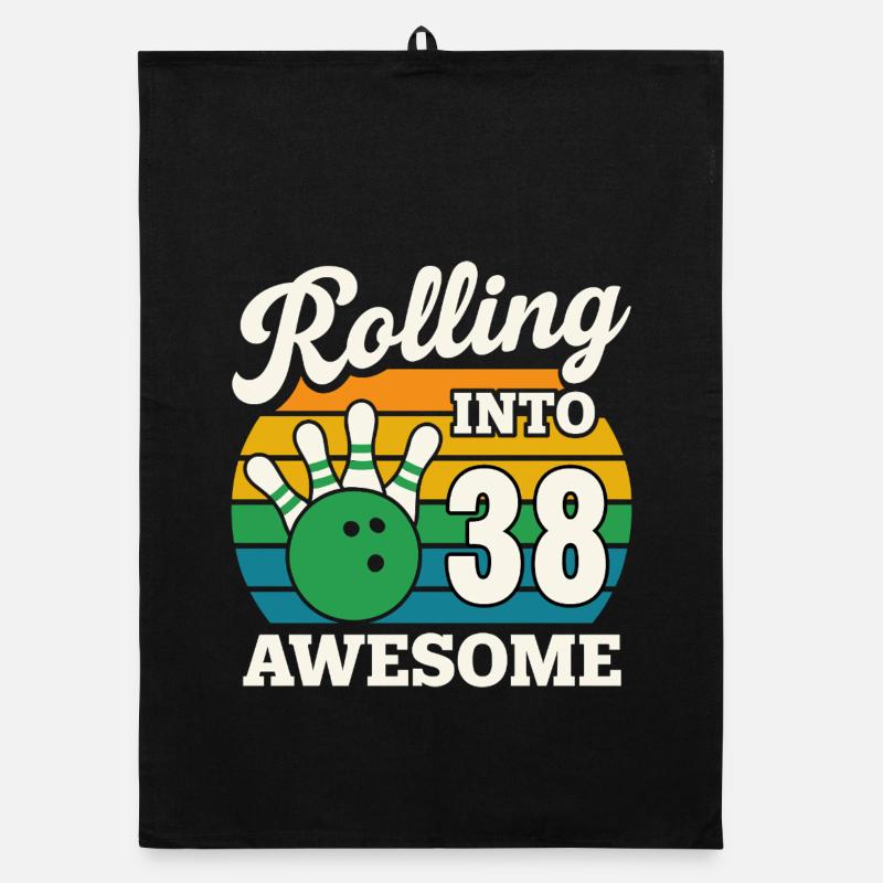Bowling 38e anniversaire célébration graphique Torchon bio