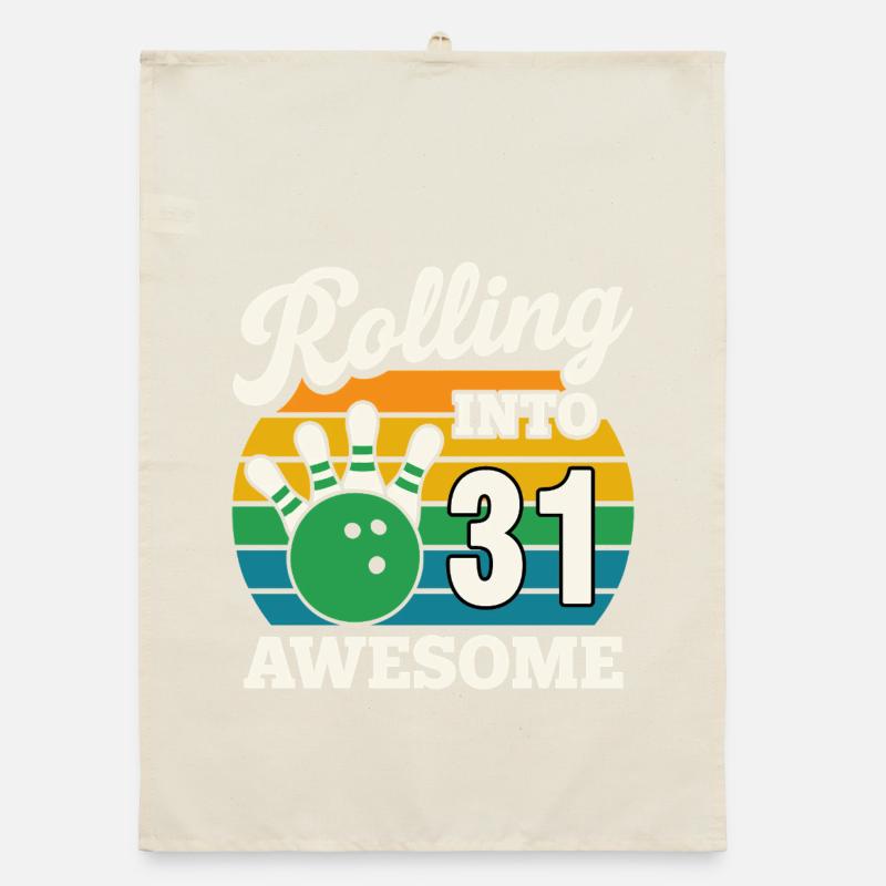 Retro Bowling 31e anniversaire Design Torchon bio