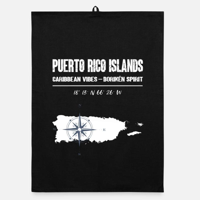 Puerto Rico Island Compass Coordinates Organic dish towel