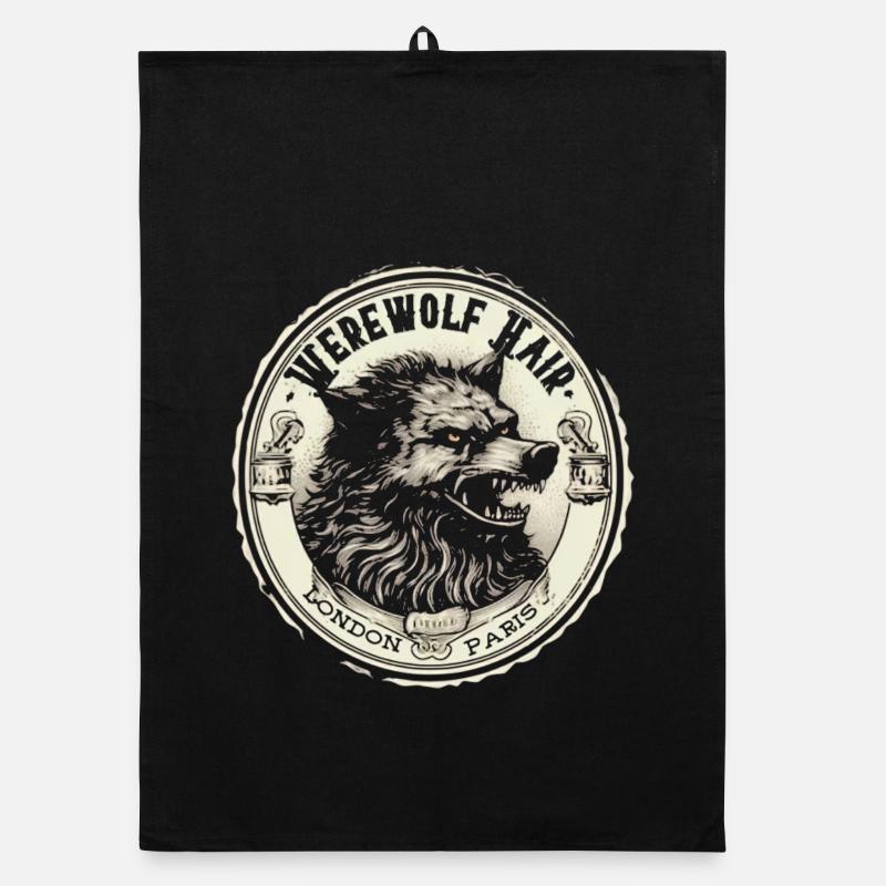 Werewolf Head Coin Emblem Organic dish towel