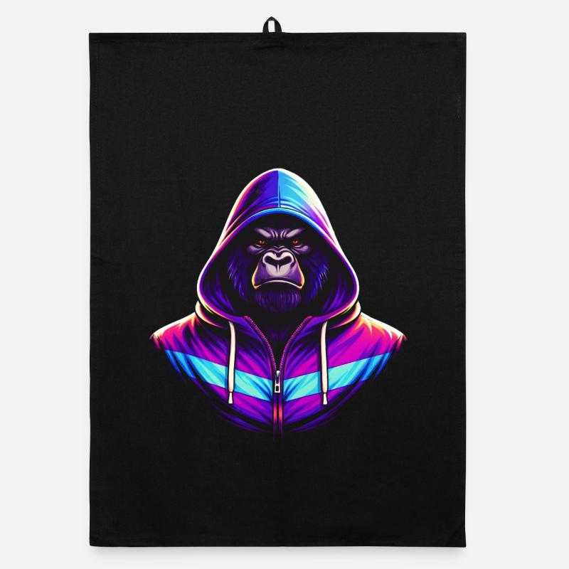 Neon Gorilla 80s Retro Style Organic dish towel