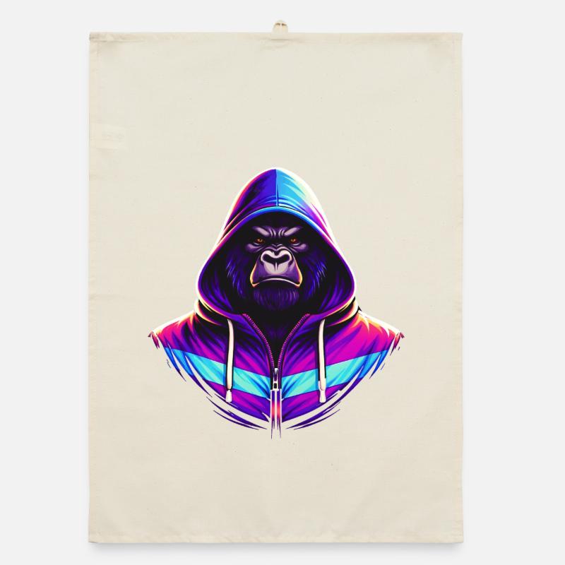 Neon Gorilla 80s Retro Style Organic dish towel