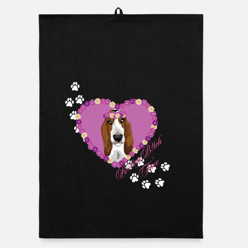 Resting B!tch Face Basset Hound Organic Geschirrtuch