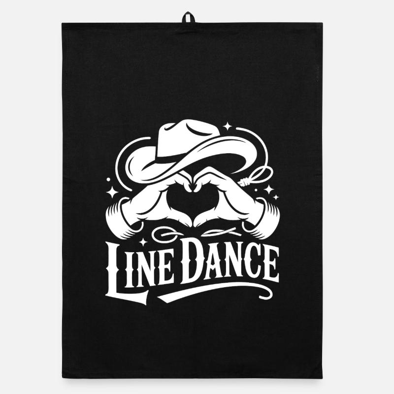 Line Dance Heart Hands Cowboy Organic dish towel