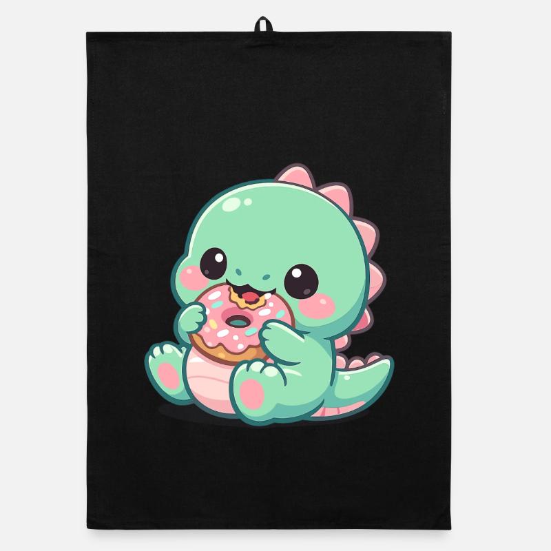 Petit dino grignotant un donut Torchon bio