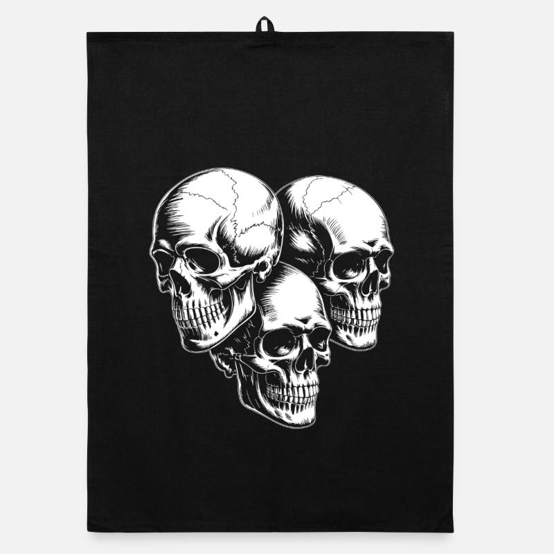 Triple Skull Silhouette Organic dish towel
