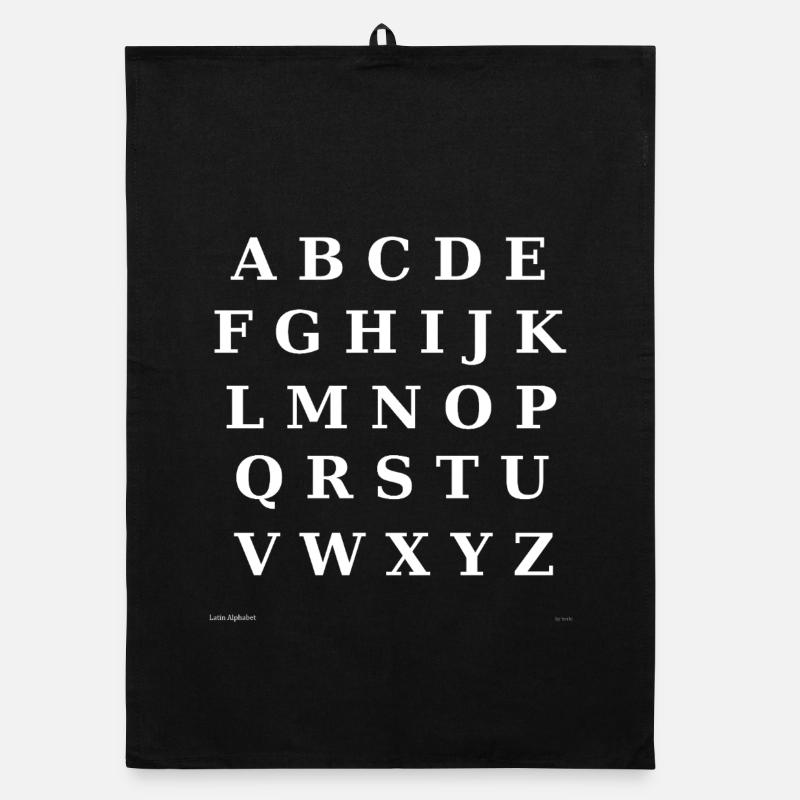 Lateinisches Alphabet (weiß) - Organic Geschirrtuch - Schwarz