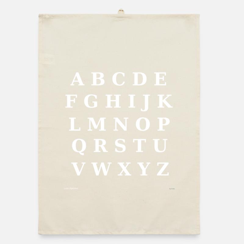 Latin Alphabet (white) Organic dish towel