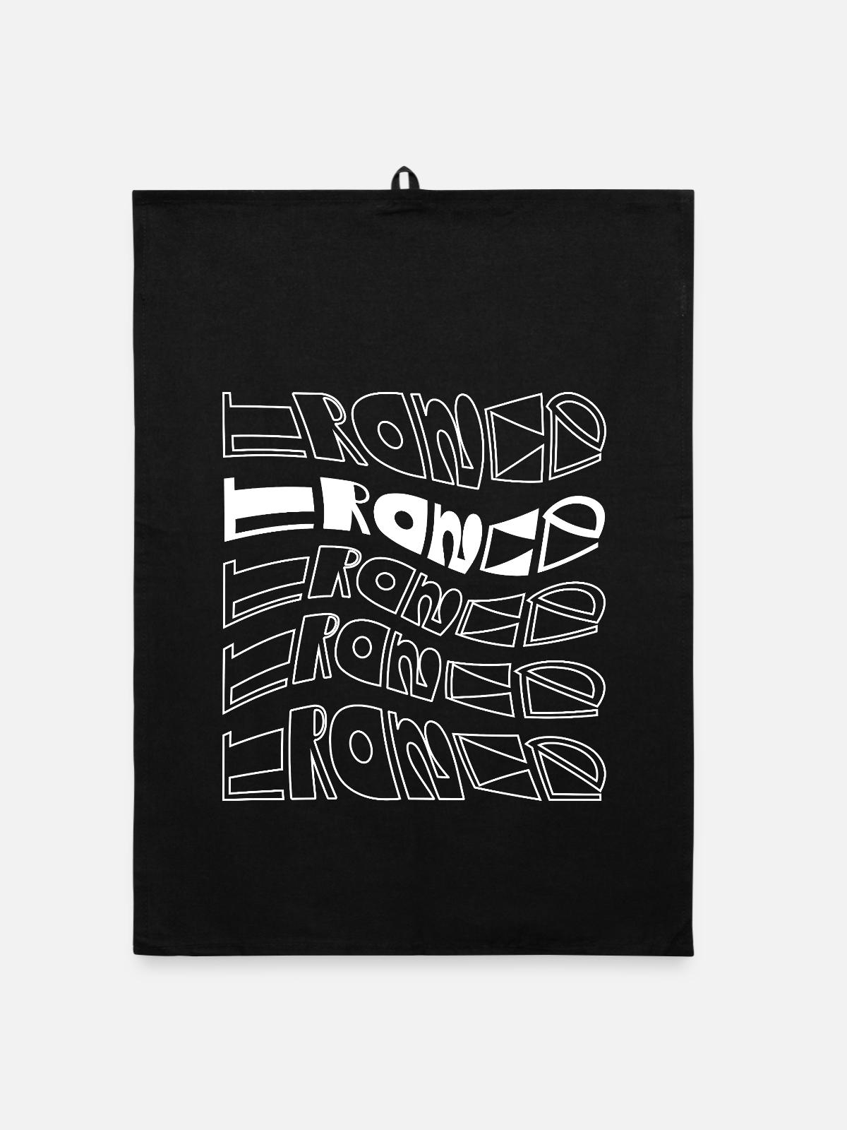 Trance-Typographisches Musterdesign - Organic Geschirrtuch - Schwarz - Vorne