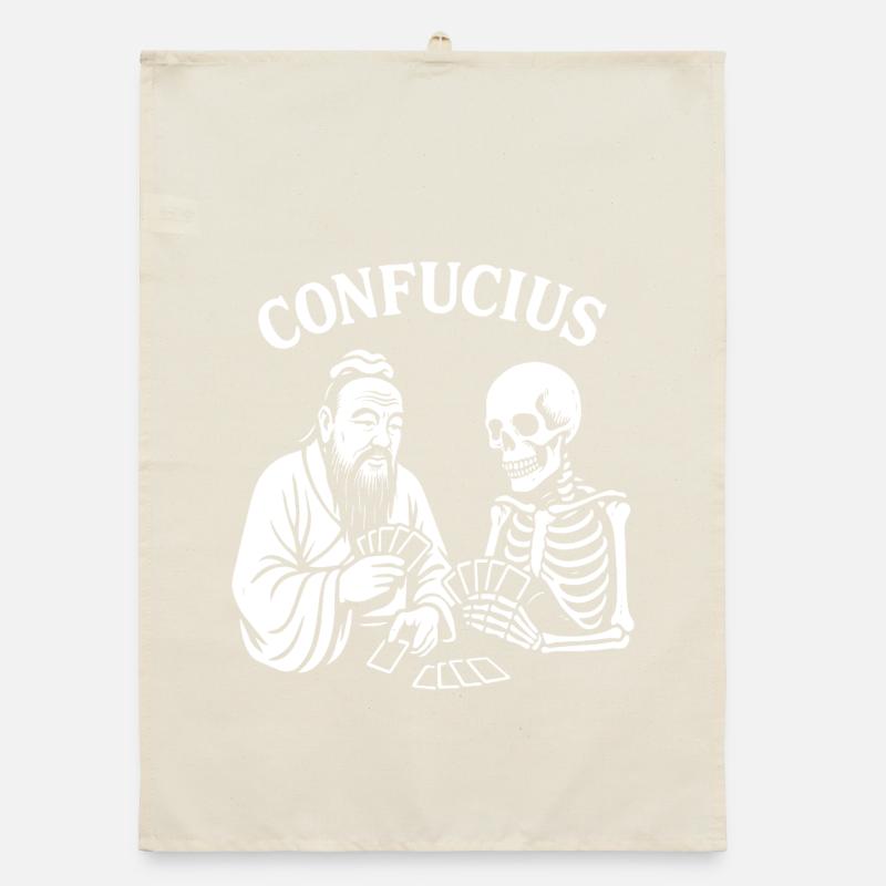 Confucius Skeleton Card Deck Organic dish towel