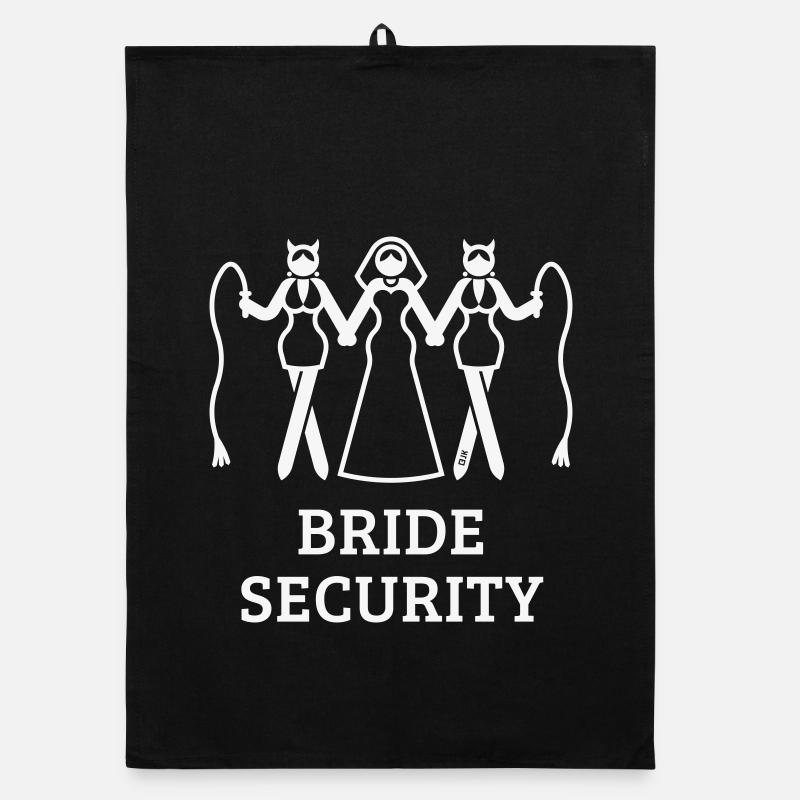 Bride Security (Bachelorette Party / Whip / White) Organic dish towel
