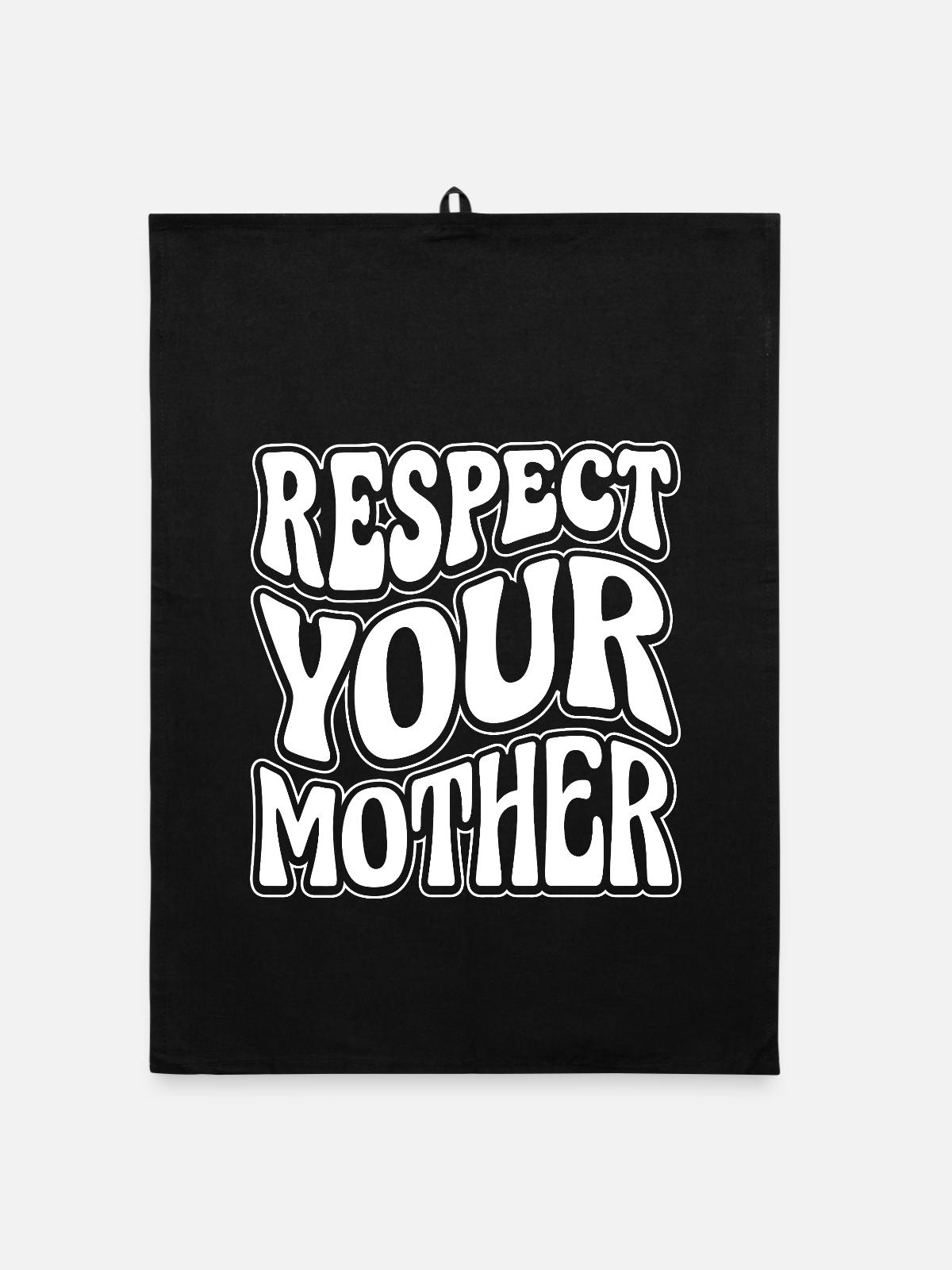 Respektiere deine Mutter Blasentext - Organic Geschirrtuch - Schwarz - Vorne