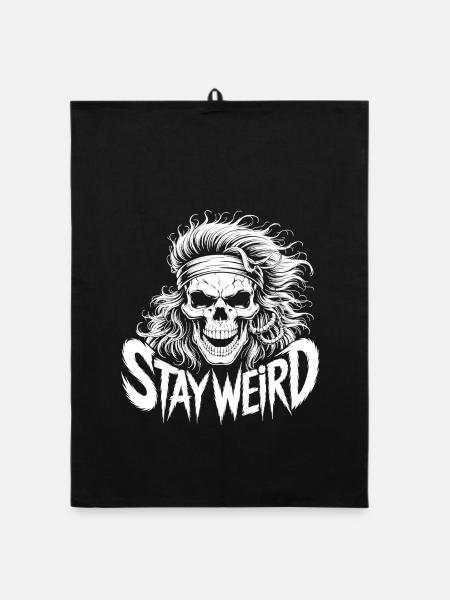 Stay Weird Skull Illustration - Organic Geschirrtuch - Schwarz - Vorne
