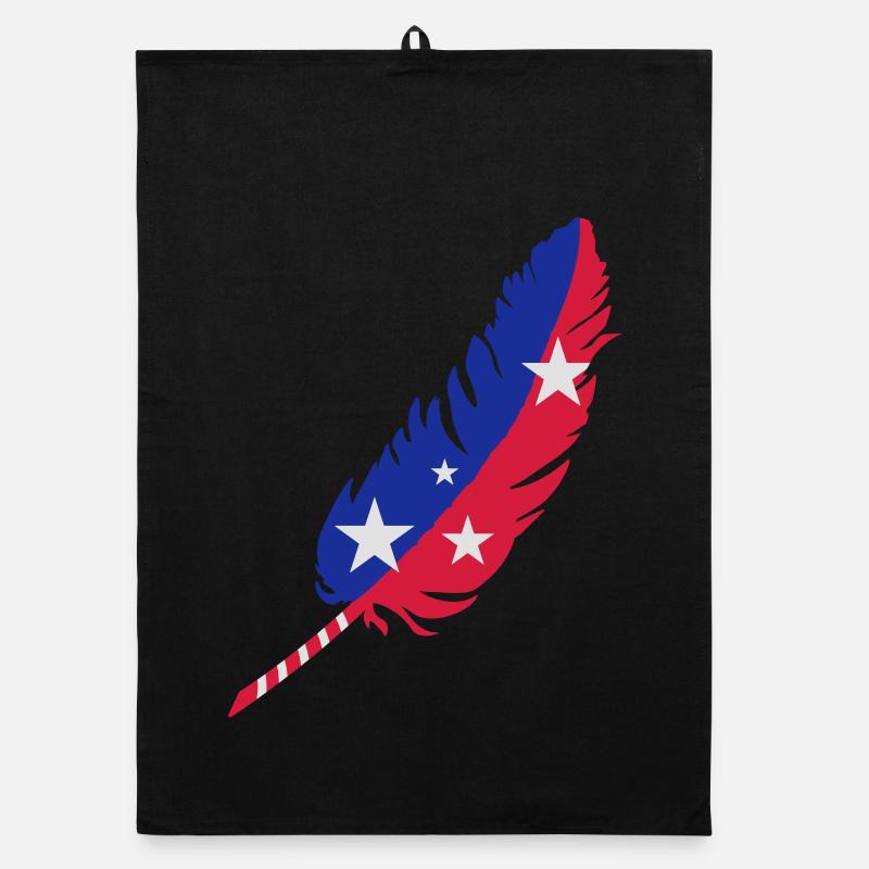 Feder blau,rot mit Sterne Organic Geschirrtuch