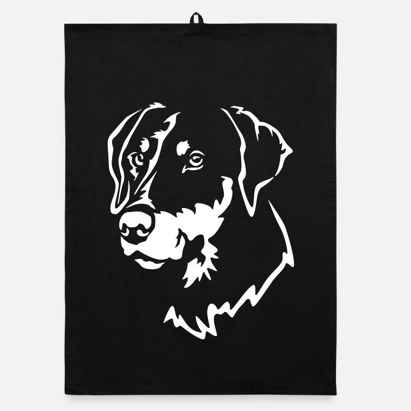 Dobermann Kopf "Black Edition" - Organic Geschirrtuch - Schwarz