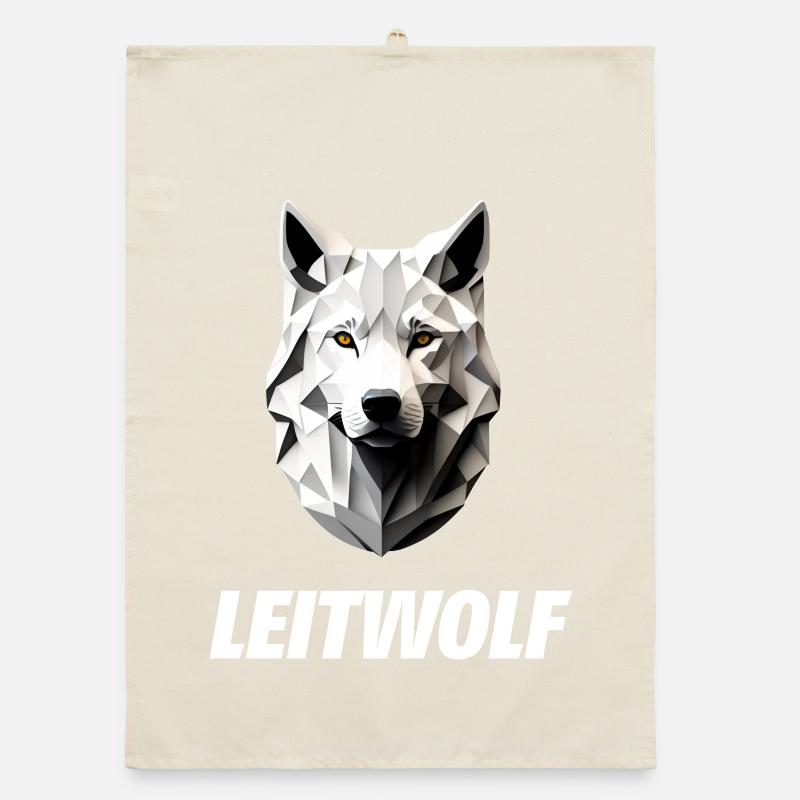 weißer Wolfskopf Leitwolf Organic Geschirrtuch